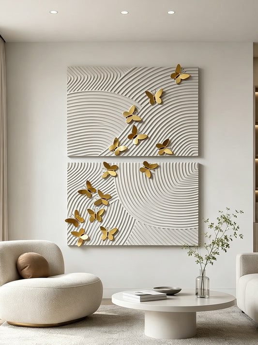 Golden Butterfly Line Wall Panels