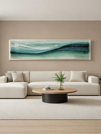 Teal Current Horizontal Textured Art
