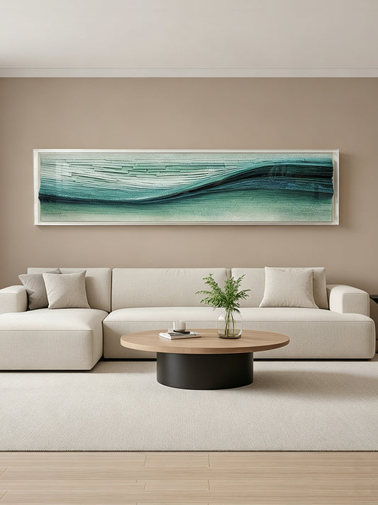 Teal Current Horizontal Textured Art