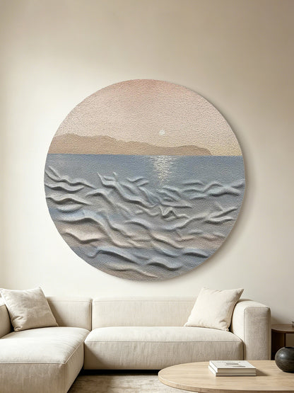 Sea Dawn Round Relief Wall Art