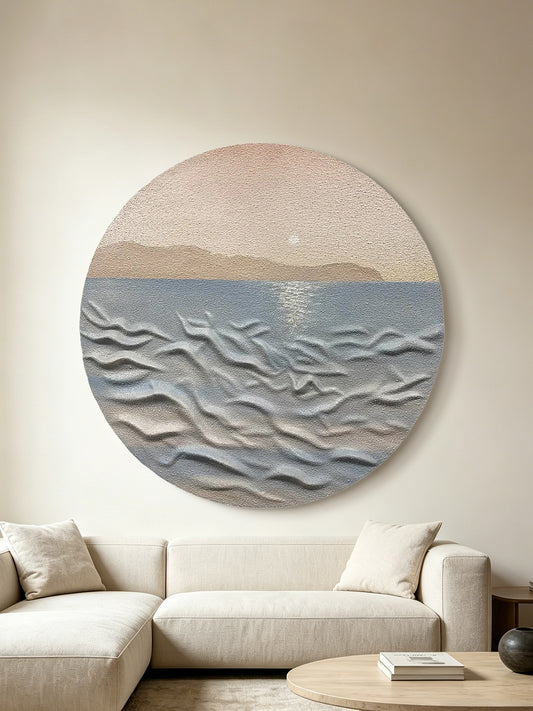 Sea Dawn Round Relief Wall Art