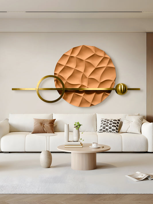 Copper Sun Geometric Wall Sculpture