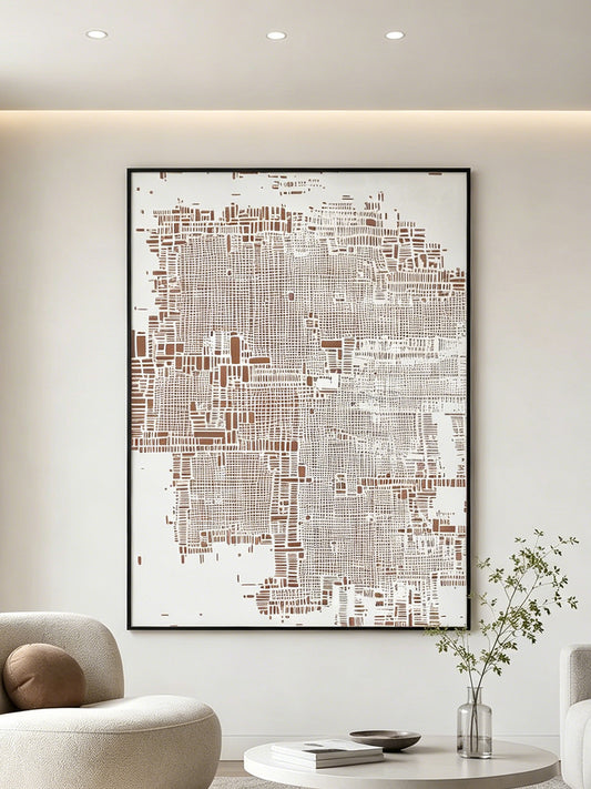 Rose Grid Textured Abstract Wall Art