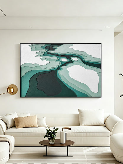 Emerald Mineral Flow Textured Wall Art